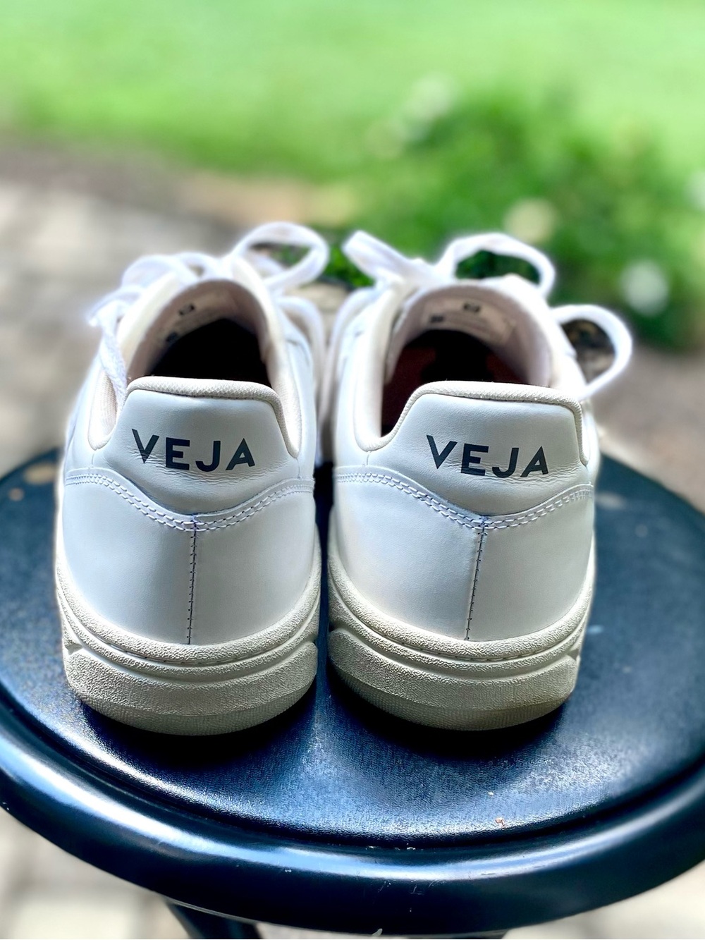 White Leather VEJA V-10 Men's Sneakers - Classic Low-Top - Picture 4 of 4